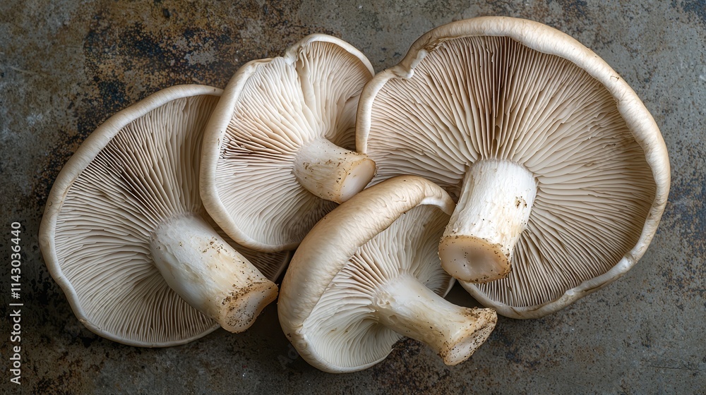 A group of mushrooms sitting on top of a table A group of mushrooms sitting on top of a table