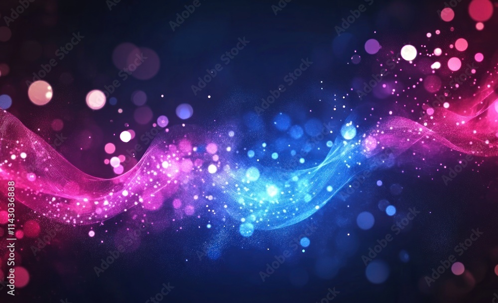 Abstract Blue and Pink Energy Wave with Sparkling Lights Abstract Blue and Pink Energy Wave with Sparkling Lights