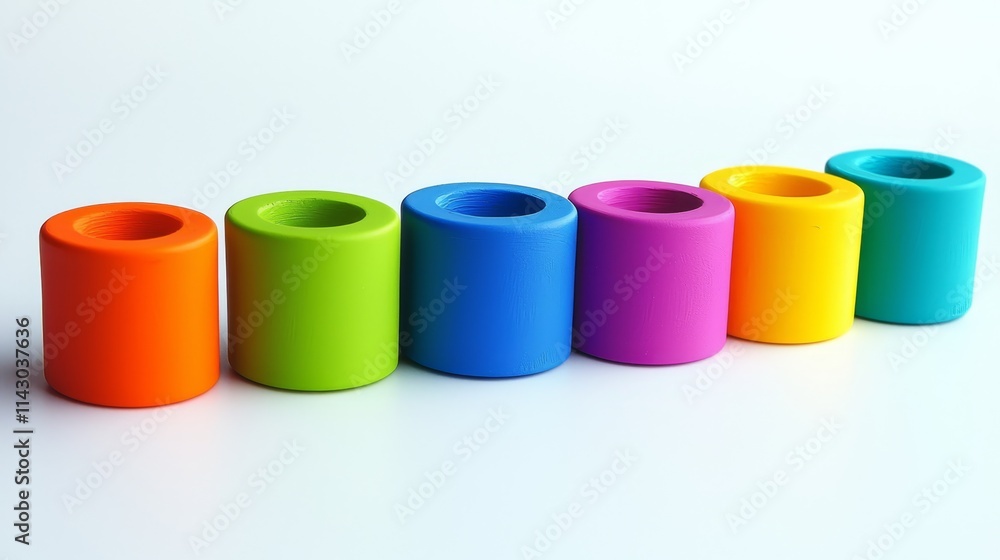 A row of colorful plastic cups sitting next to each other A row of colorful plastic cups sitting next to each other