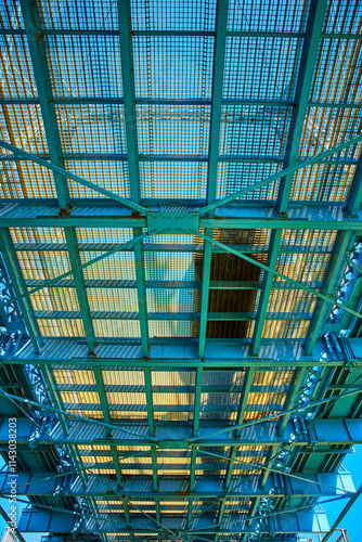 Wallpaper Mural Steel Girders of John A. Roebling Bridge from Below Torontodigital.ca