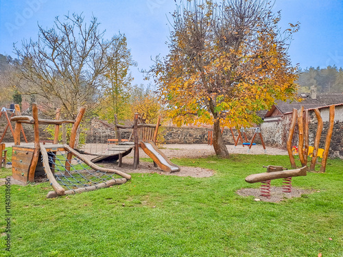 Zadni Treban- Czech- 6 November 2024: playground equipment for children , autumn photo