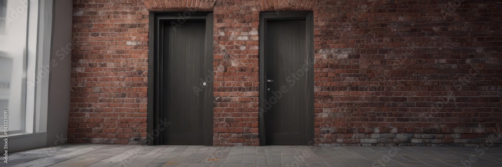 Solid brick wall built across doorway opening, new, repair, indoors Solid brick wall built across doorway opening, new, repair, indoors