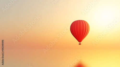 Majestic Red Hot Air Balloon Gliding Gracefully photo