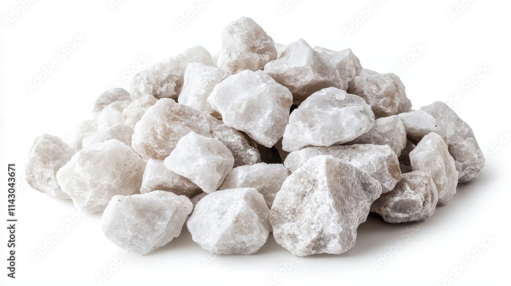 A pile of white rocks on a white background A pile of white rocks on a white background