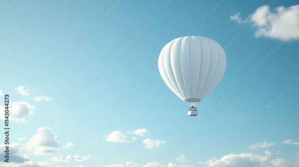 Fototapeta premium Tranquil White Hot Air Balloon Above the Horizon