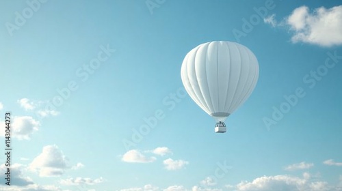 Tranquil White Hot Air Balloon Above the Horizon photo