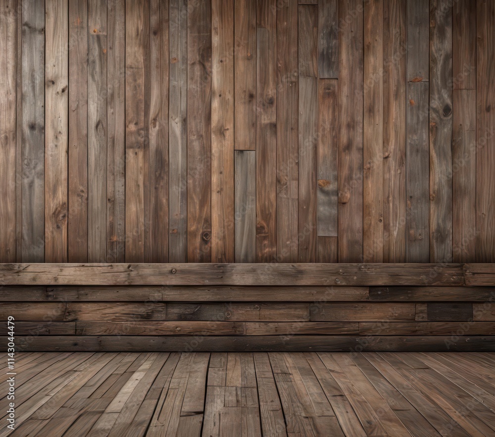 Naklejka premium Rustic wooden wall backdrop with weathered texture, aged, old, natural