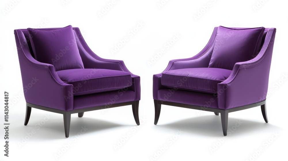 A pair of purple chairs sitting next to each other A pair of purple chairs sitting next to each other