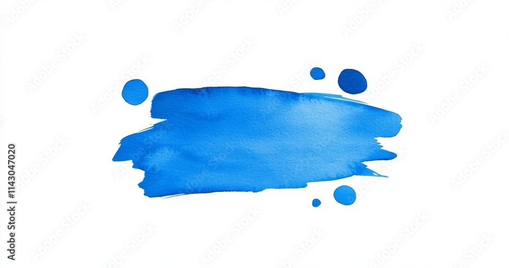 A blue watercolor brushstroke in an abstract style on a white background. A blue watercolor brushstroke in an abstract style on a white background.