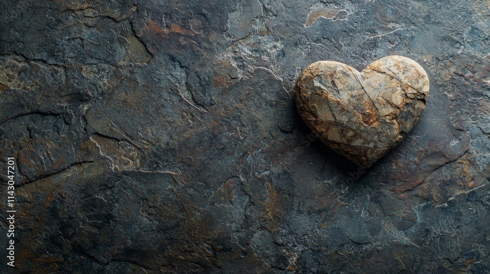 Naklejka premium A heart shaped rock on a dark background