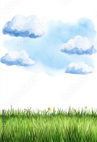 A blue sky gradient background on paper, painted with watercolors by hand.