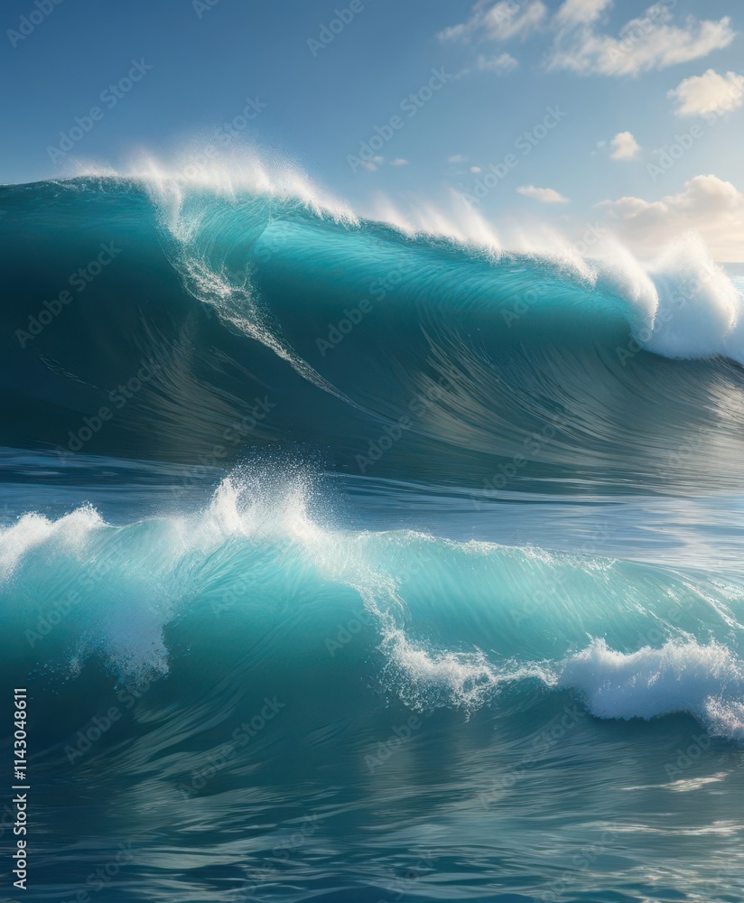 Tropical ocean waves on a serene background blue, serenity, scenery, waves Tropical ocean waves on a serene background blue, serenity, scenery, waves