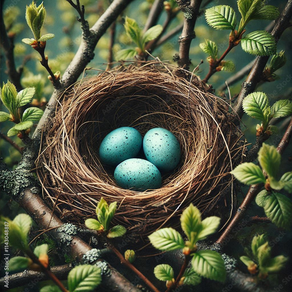 easter eggs in nest easter eggs in nest