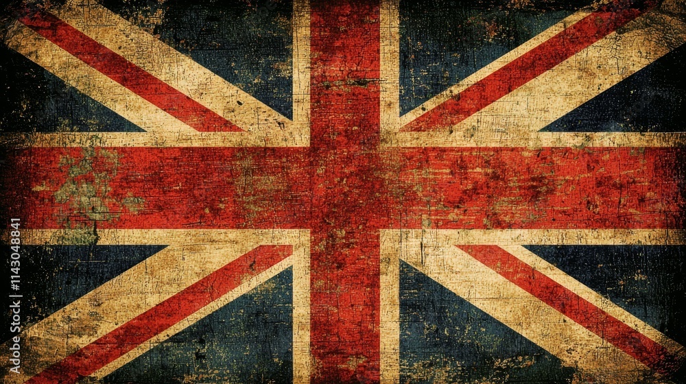 Fototapeta premium A grungy union jack flag on a black background