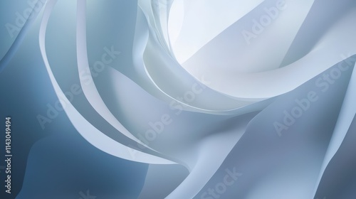 A blue and white abstract background with wavy lines
