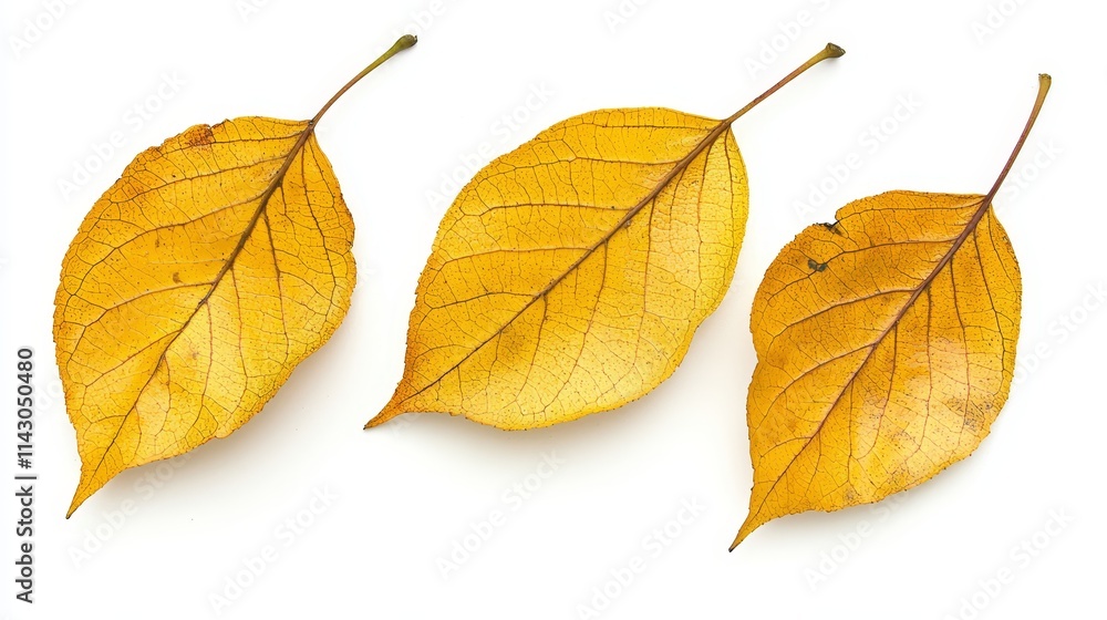 Three yellow leaves on a white background Three yellow leaves on a white background