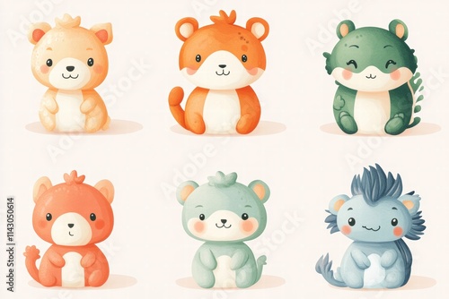 Wallpaper Mural Bright and playful animal figures celebrating Chinese New Year in cheerful colors Torontodigital.ca