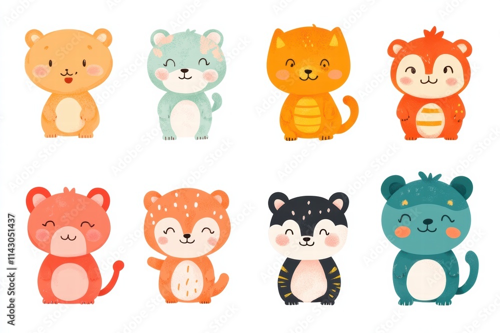 Cute cartoon animal characters celebrating Chinese New Year festivities with joy and cheer Cute cartoon animal characters celebrating Chinese New Year festivities with joy and cheer