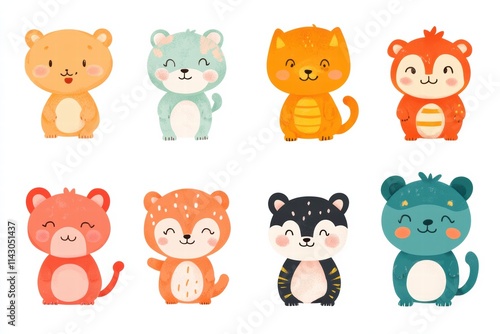 Cute cartoon animal characters celebrating Chinese New Year festivities with joy and cheer