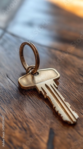 Golden Key on Wooden Surface: A Symbol of Access and Opportunity