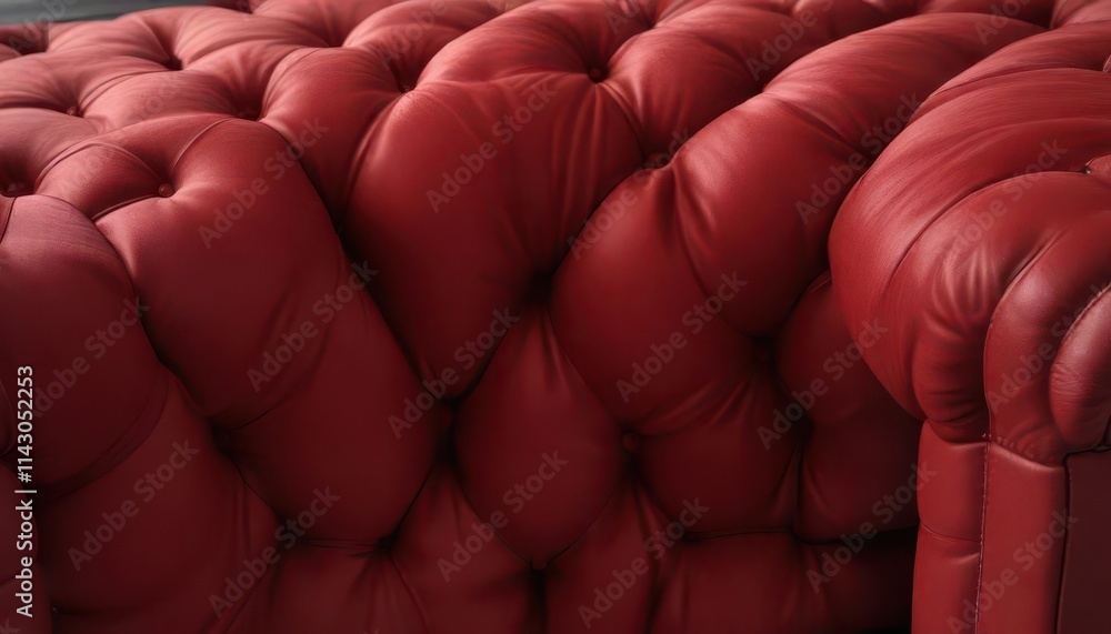Obraz premium Luxurious red velvet upholstery, close-up texture Chesterfield pattern , home decor, soft, closeup