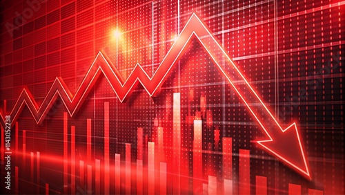 Red Descent: Abstract Representation of Economic Downturn