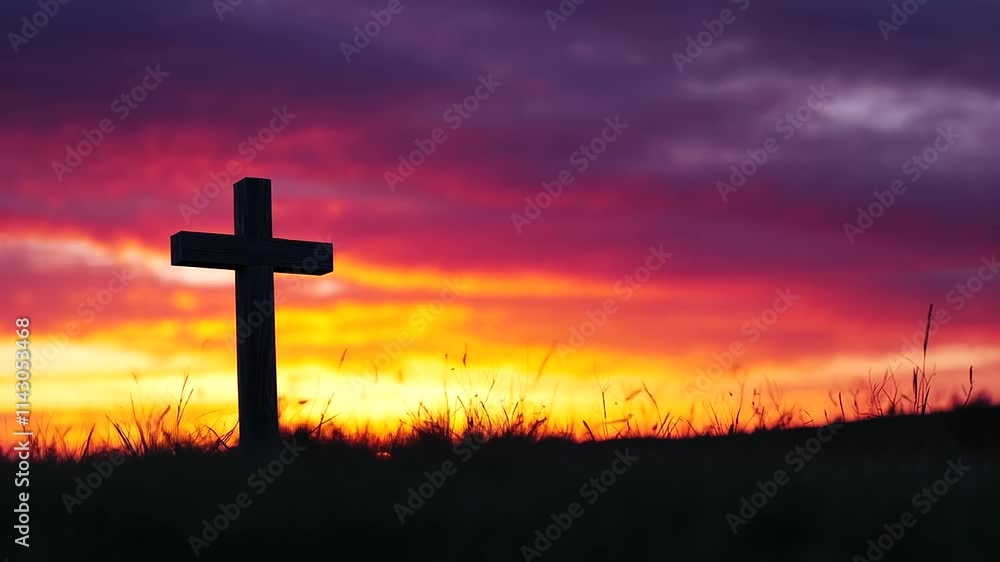 Wooden Cross Silhouette at Sunset Inviting Reflection Wooden Cross Silhouette at Sunset Inviting Reflection