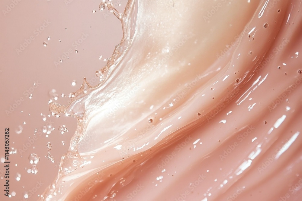 Obraz premium Pink Gel Swirl with Water Droplets Splashing