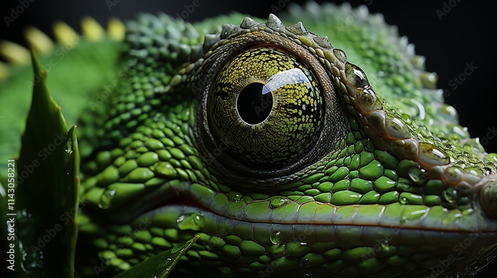 Fototapeta premium green iguana on a branch