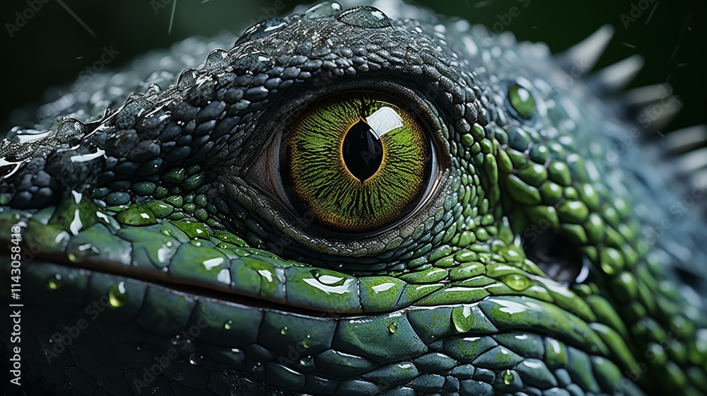 Fototapeta premium green iguana close up