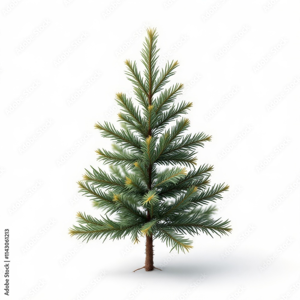 A small pine tree with green needles and brown tips A small pine tree with green needles and brown tips