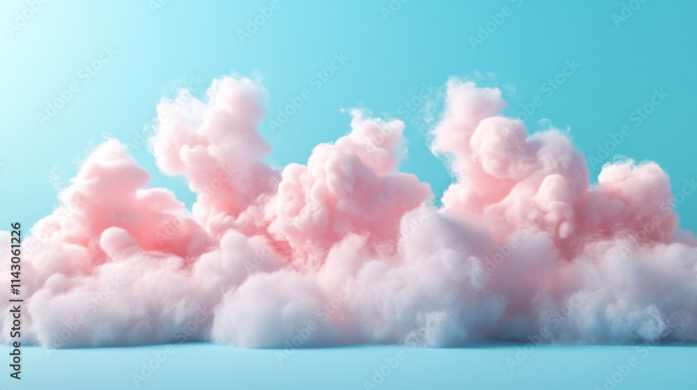 Pink fluffy clouds in a bright blue sky during sunset Pink fluffy clouds in a bright blue sky during sunset