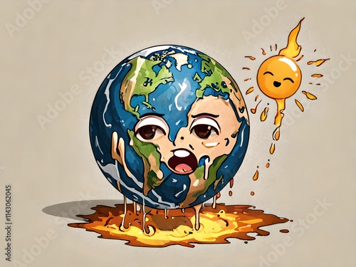 wallpaper which represents the earth which is sick and crying, because of global warming.