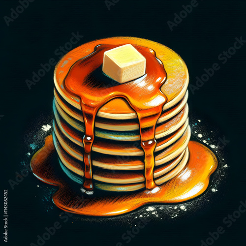 Product artistic  chalk pancake stack illustration in vibrant design setting photo