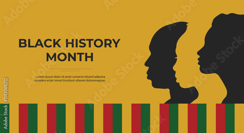 Black History Month Banner. Vector illustration with silhouettes of black women and men.