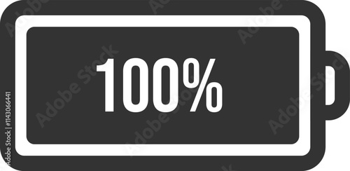 Displaying a fully charged battery icon, representing maximum power and readiness for immediate use in various electronic devices like smartphones, tablets, and laptops