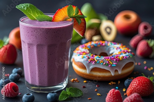 Healthy Smoothie vs Sugary Donut: A Wellness Comparison of Nutrient-Rich Choices and Diet Impacts photo