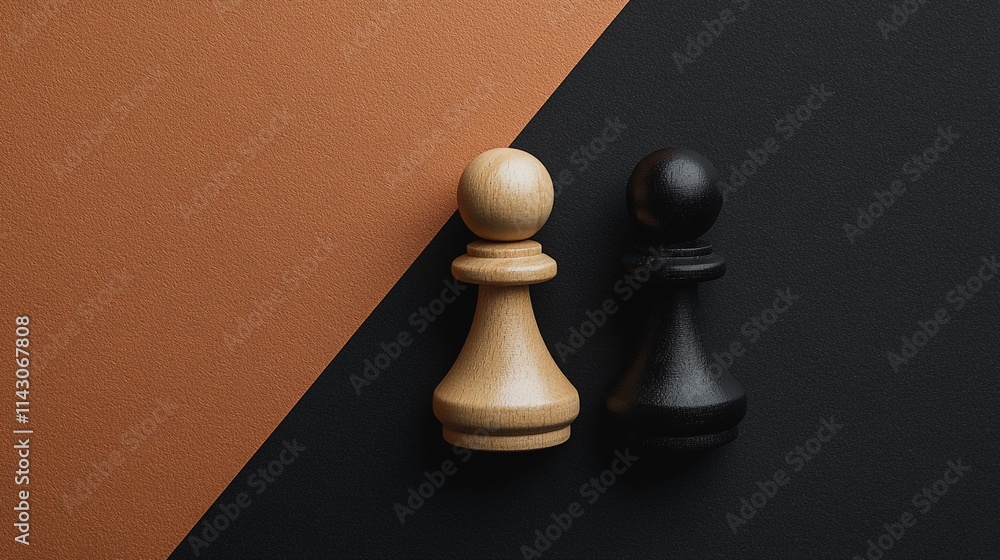Modern chess-themed background with contrasting textures and simple piece placement, offering a clean and versatile design for content Modern chess-themed background with contrasting textures and simple piece placement, offering a clean and versatile design for content