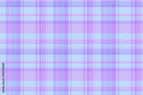 Shabby fabric plaid check, beautiful textile tartan seamless. Flow texture vector background pattern in violet and light colors.