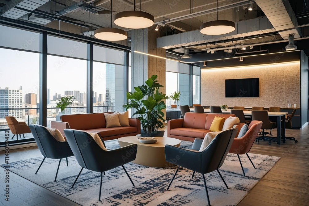 Modern Office Venue Featuring Stylish Seating and Contemporary Decor for Business Events Modern Office Venue Featuring Stylish Seating and Contemporary Decor for Business Events
