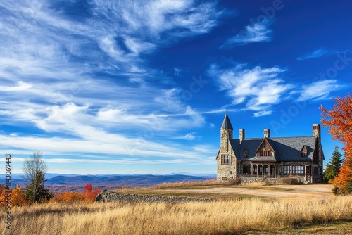 Moultonborough's Dreamscape: Architectural Marvels of Castle in the Clouds Against a Brilliant Sky photo