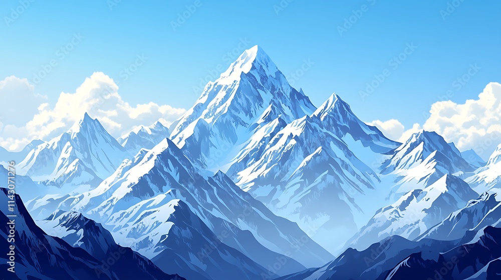Majestic snow-capped mountain range under a clear blue sky. (1) Majestic snow-capped mountain range under a clear blue sky. (1)