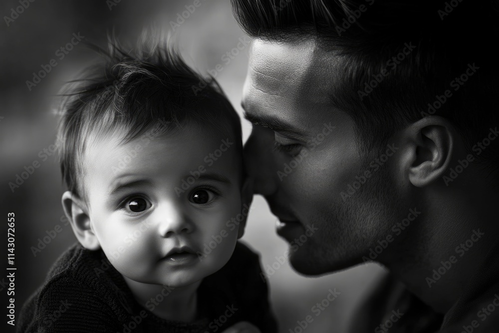 Cherished Moments: Newborn Baby in Timeless Black and White with Family Background Cherished Moments: Newborn Baby in Timeless Black and White with Family Background