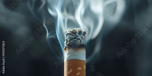  Smoking Cigarette with Ash Close-Up photo