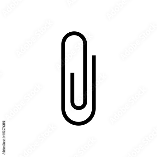 Black isolated icon of paper clip on white background.