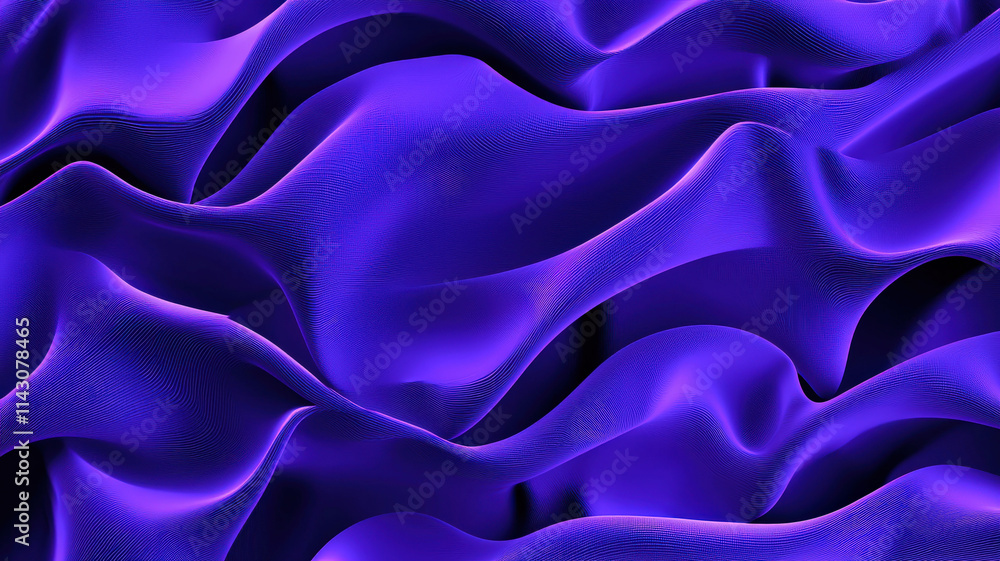 Obraz premium A seamless silk fabric texture in royal purple featuring soft folds and reflective highlights, exuding a luxurious and rich aesthetic, ideal for elegant designs. 