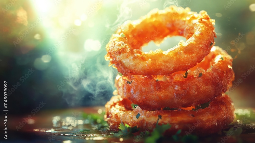 Obraz premium Crunchy Delight: Breaded Fried Onion Rings - Perfect Finger Food for Any Side Dish