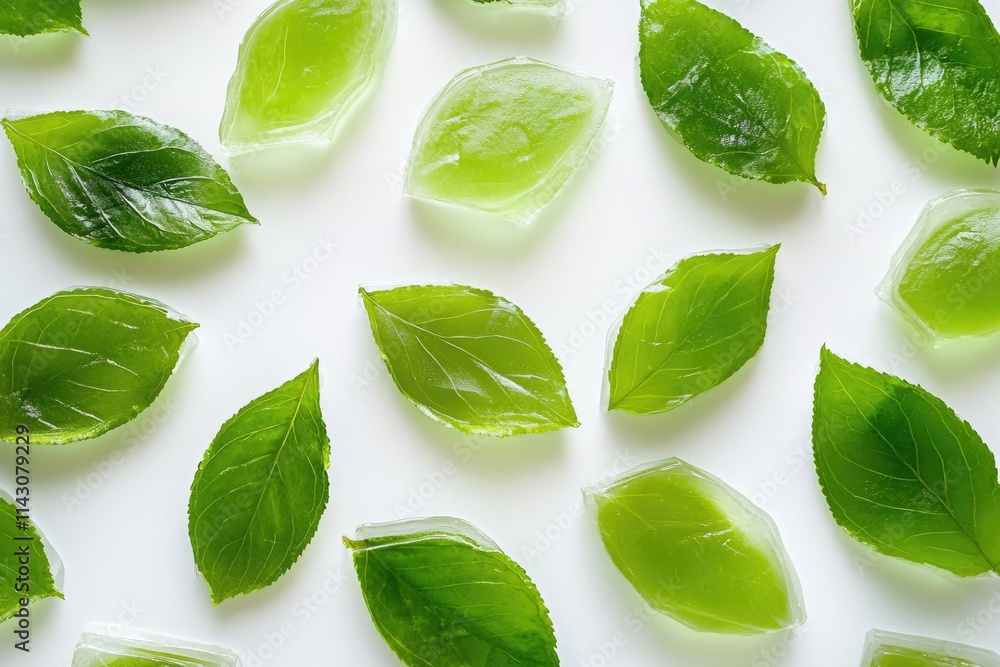 Obraz premium Delicate Gelatin Sheets on a Bright White Surface: Culinary Ingredient for Classical Cooking Preparations