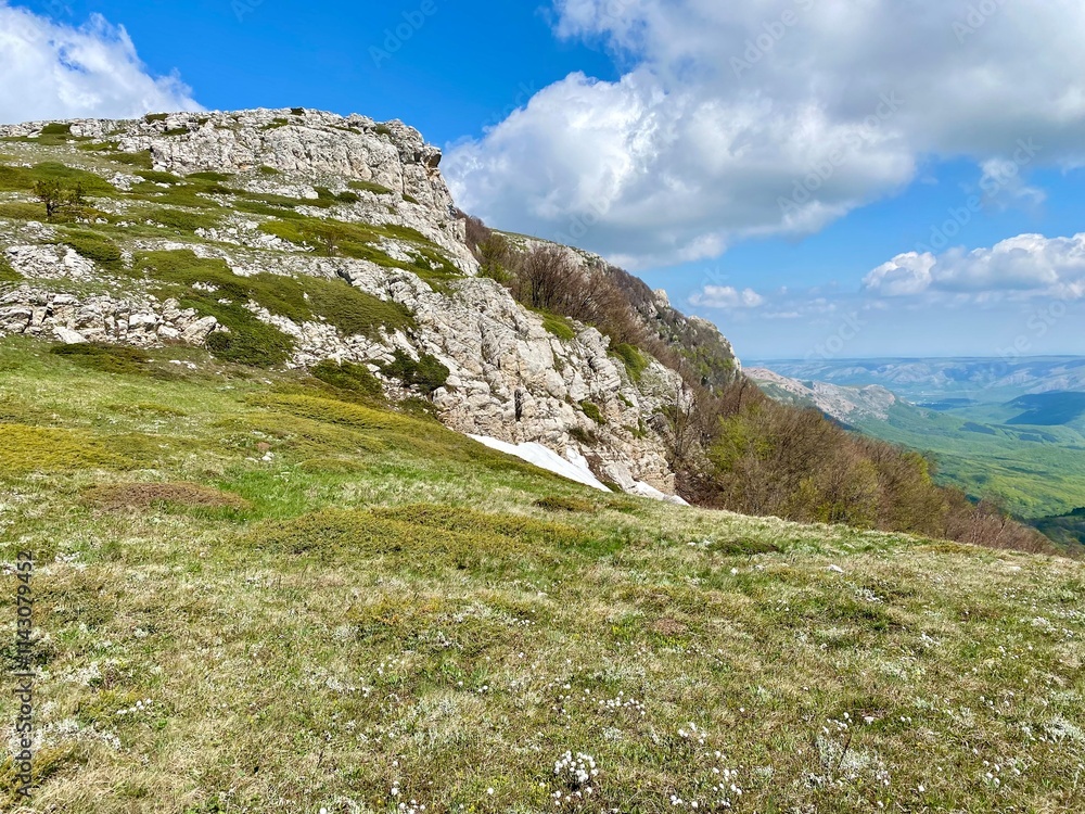 beautiful spring mountain landscape with blue sky beautiful spring mountain landscape with blue sky