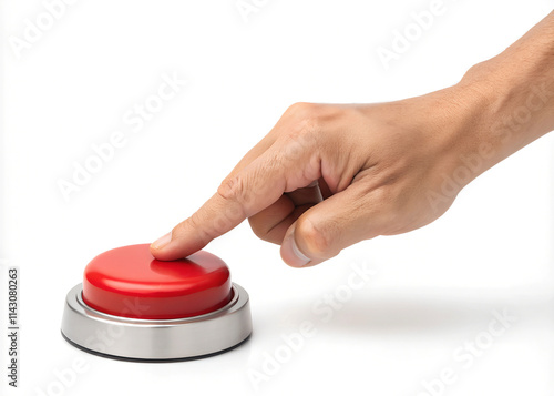 hand pushing red button